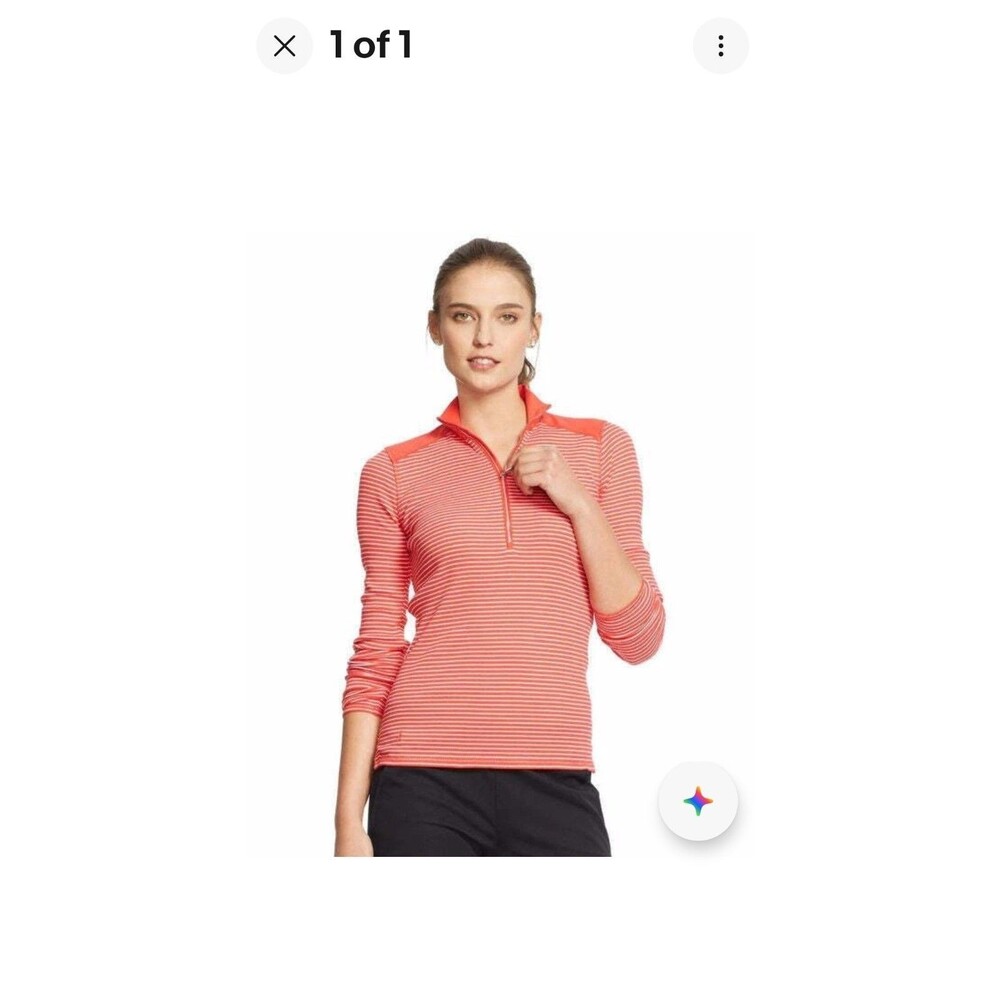Lauren Ralph Lauren Women's Mockneck 1/4 Zip Pullover Top‎ Red/coral Combo XS